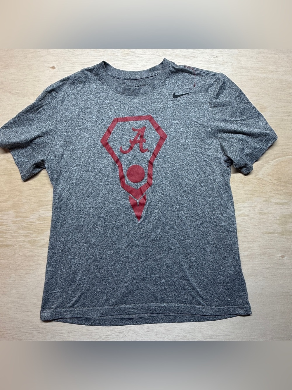 Nike Alabama Crimson Tide Lacrosse Sport Club Shirt Mens L Gray Dri-Fit #47